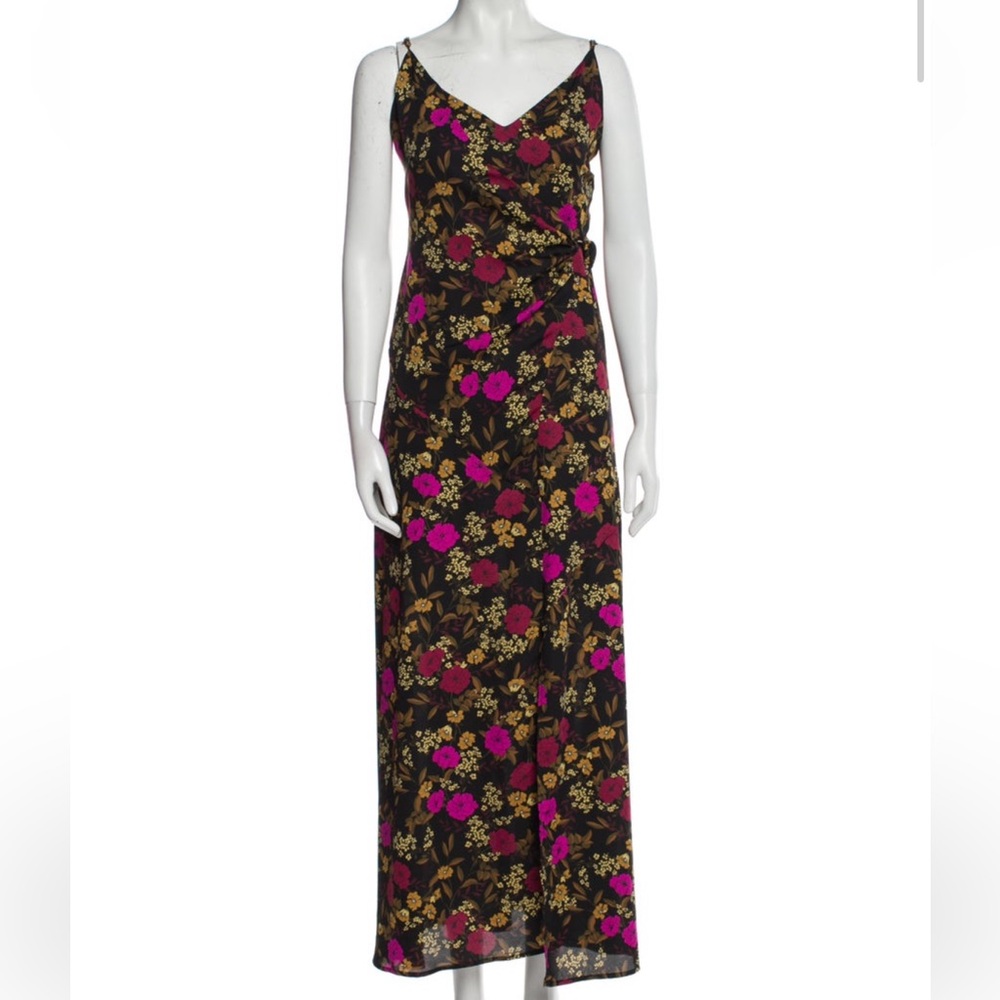 ASTR black floral slip midi dress